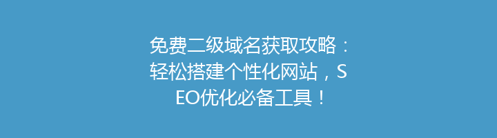 免费二级域名获取攻略:轻松搭建个性化网站,SEO优化必备工具!