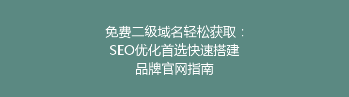 免费二级域名轻松获取：SEO优化首选快速搭建品牌官网指南