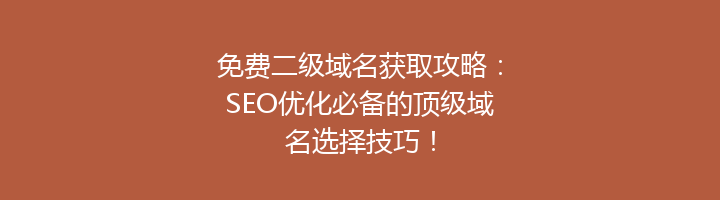 免费二级域名获取攻略:SEO优化必备的顶级域名选择技巧!