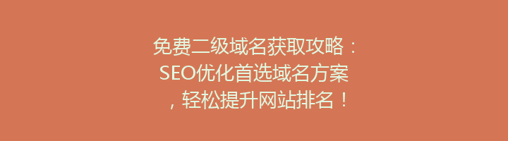 免费二级域名获取攻略:SEO优化首选域名方案,轻松提升网站排名!