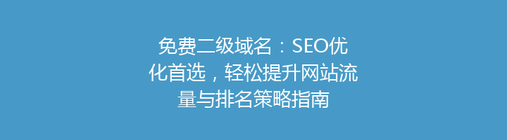 免费二级域名:SEO优化首选,轻松提升网站流量与排名策略指南