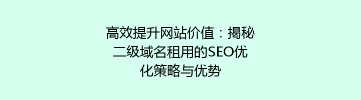 高效提升网站价值：揭秘二级域名租用的SEO优化策略与优势