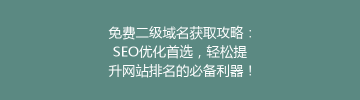 免费二级域名获取攻略：SEO优化首选，轻松提升网站排名的必备利器！