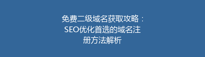 免费二级域名获取攻略：SEO优化首选的域名注册方法解析