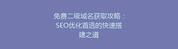 免费二级域名获取攻略：SEO优化首选的快速搭建之道