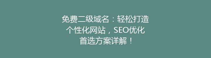 免费二级域名：轻松打造个性化网站，SEO优化首选方案详解！