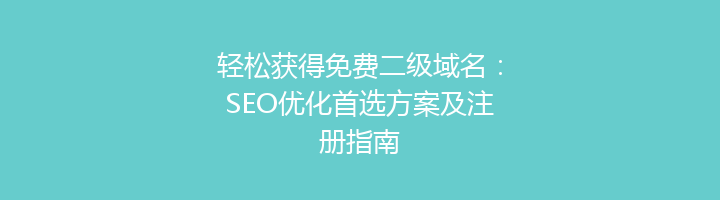 轻松获得免费二级域名:SEO优化首选方案及注册指南