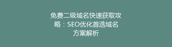 免费二级域名快速获取攻略:SEO优化首选域名方案解析