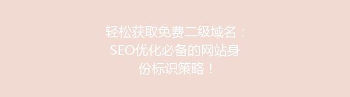 轻松获取免费二级域名：SEO优化必备的网站身份标识策略！