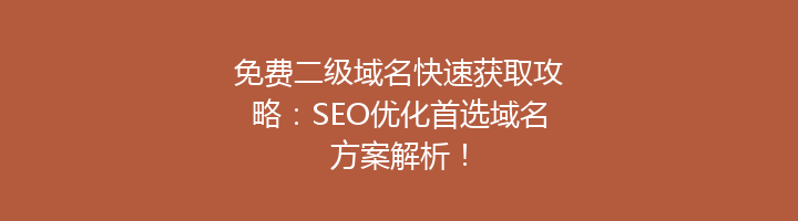 免费二级域名快速获取攻略：SEO优化首选域名方案解析！