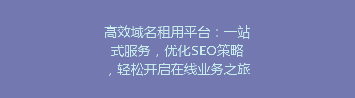 高效域名租用平台:一站式服务,优化SEO策略,轻松开启在线业务之旅
