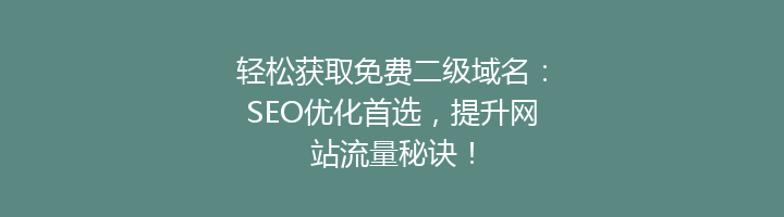 轻松获取免费二级域名:SEO优化首选,提升网站流量秘诀!