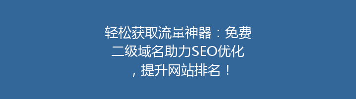 轻松获取流量神器：免费二级域名助力SEO优化，提升网站排名！