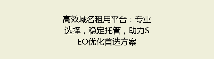 高效域名租用平台：专业选择，稳定托管，助力SEO优化首选方案
