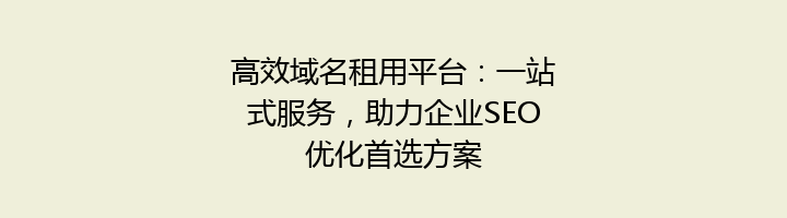 高效域名租用平台：一站式服务，助力企业SEO优化首选方案