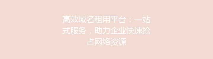 高效域名租用平台:一站式服务,助力企业快速抢占网络资源