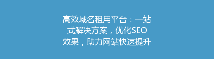 高效域名租用平台:一站式解决方案,优化SEO效果,助力网站快速提升排名!