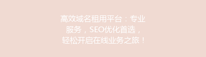 高效域名租用平台:专业服务,SEO优化首选,轻松开启在线业务之旅!