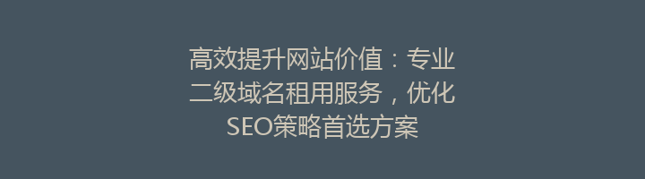 高效提升网站价值:专业二级域名租用服务,优化SEO策略首选方案