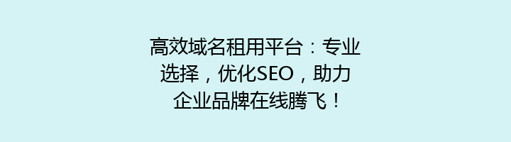 高效域名租用平台：专业选择，优化SEO，助力企业品牌在线腾飞！