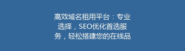 高效域名租用平台：专业选择，SEO优化首选服务，轻松搭建您的在线品牌！