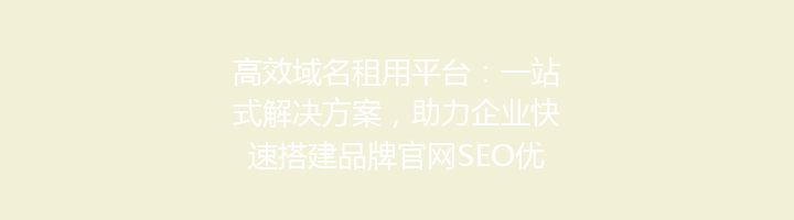 高效域名租用平台：一站式解决方案，助力企业快速搭建品牌官网SEO优势