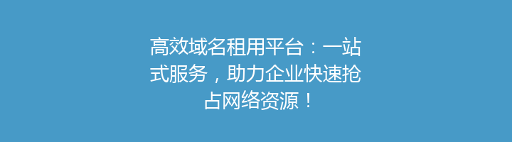 高效域名租用平台:一站式服务,助力企业快速抢占网络资源!