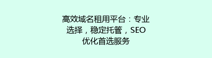 高效域名租用平台:专业选择,稳定托管,SEO优化首选服务