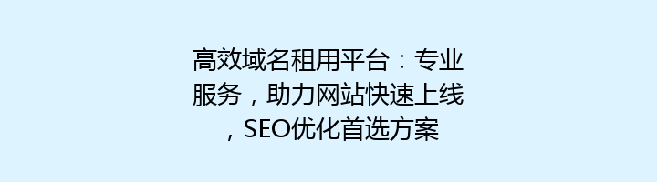 高效域名租用平台：专业服务，助力网站快速上线，SEO优化首选方案