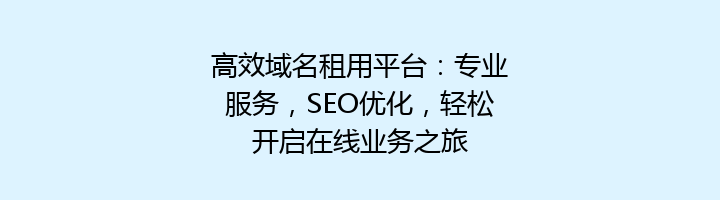 高效域名租用平台:专业服务,SEO优化,轻松开启在线业务之旅