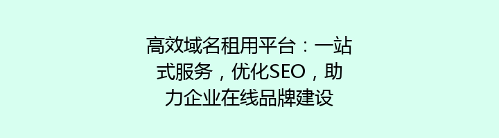 高效域名租用平台:一站式服务,优化SEO,助力企业在线品牌建设