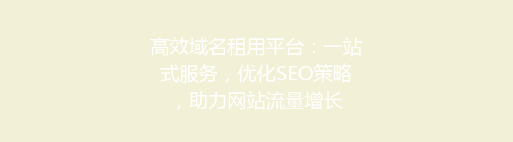 高效域名租用平台：一站式服务，优化SEO策略，助力网站流量增长