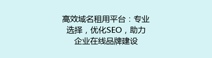 高效域名租用平台：专业选择，优化SEO，助力企业在线品牌建设