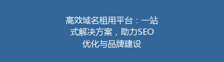 高效域名租用平台:一站式解决方案,助力SEO优化与品牌建设