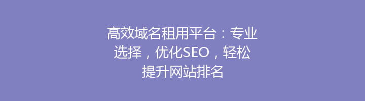 高效域名租用平台:专业选择,优化SEO,轻松提升网站排名