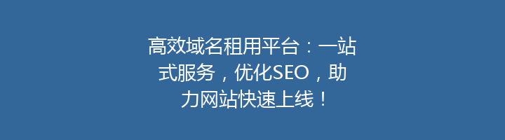 高效域名租用平台：一站式服务，优化SEO，助力网站快速上线！