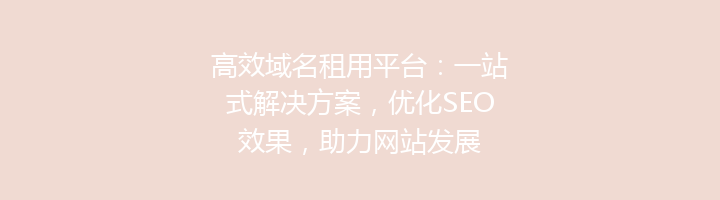 高效域名租用平台：一站式解决方案，优化SEO效果，助力网站发展