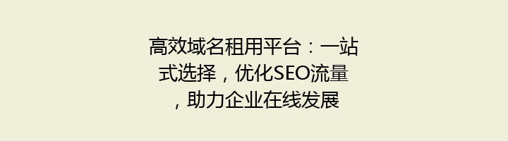 高效域名租用平台：一站式选择，优化SEO流量，助力企业在线发展