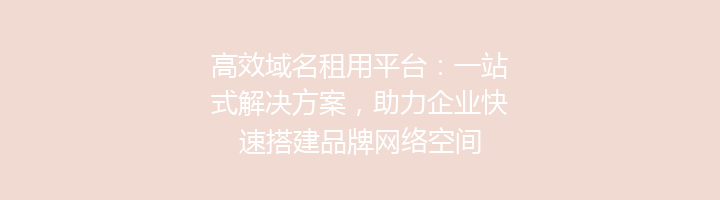 高效域名租用平台:一站式解决方案,助力企业快速搭建品牌网络空间