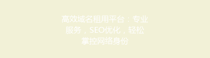 高效域名租用平台:专业服务,SEO优化,轻松掌控网络身份