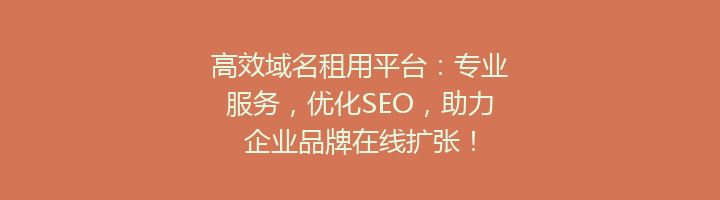 高效域名租用平台:专业服务,优化SEO,助力企业品牌在线扩张!