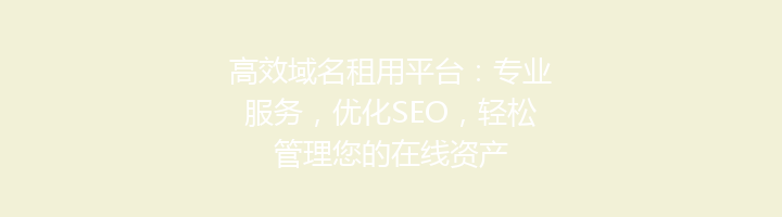 高效域名租用平台:专业服务,优化SEO,轻松管理您的在线资产
