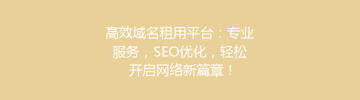 高效域名租用平台:专业服务,SEO优化,轻松开启网络新篇章!