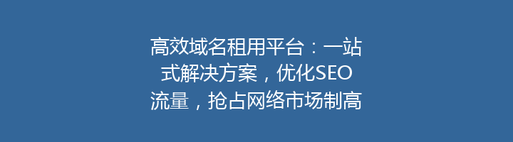 高效域名租用平台:一站式解决方案,优化SEO流量,抢占网络市场制高点!
