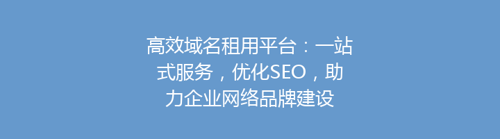 高效域名租用平台:一站式服务,优化SEO,助力企业网络品牌建设