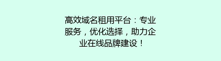 高效域名租用平台：专业服务，优化选择，助力企业在线品牌建设！