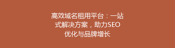高效域名租用平台:一站式解决方案,助力SEO优化与品牌增长