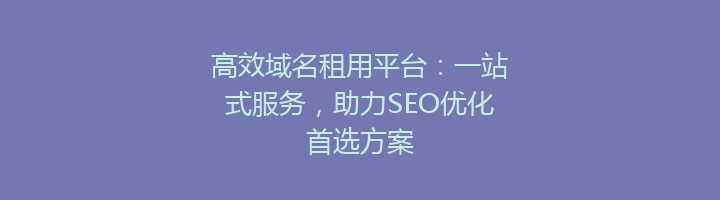 高效域名租用平台：一站式服务，助力SEO优化首选方案
