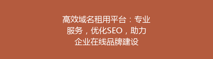 高效域名租用平台:专业服务,优化SEO,助力企业在线品牌建设
