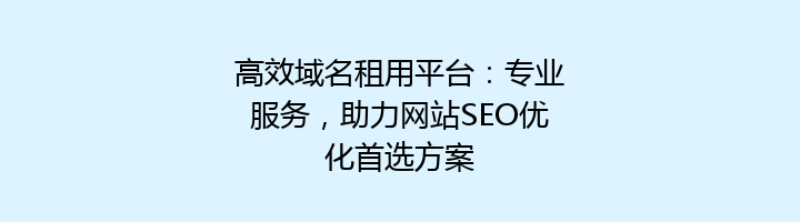 高效域名租用平台：专业服务，助力网站SEO优化首选方案